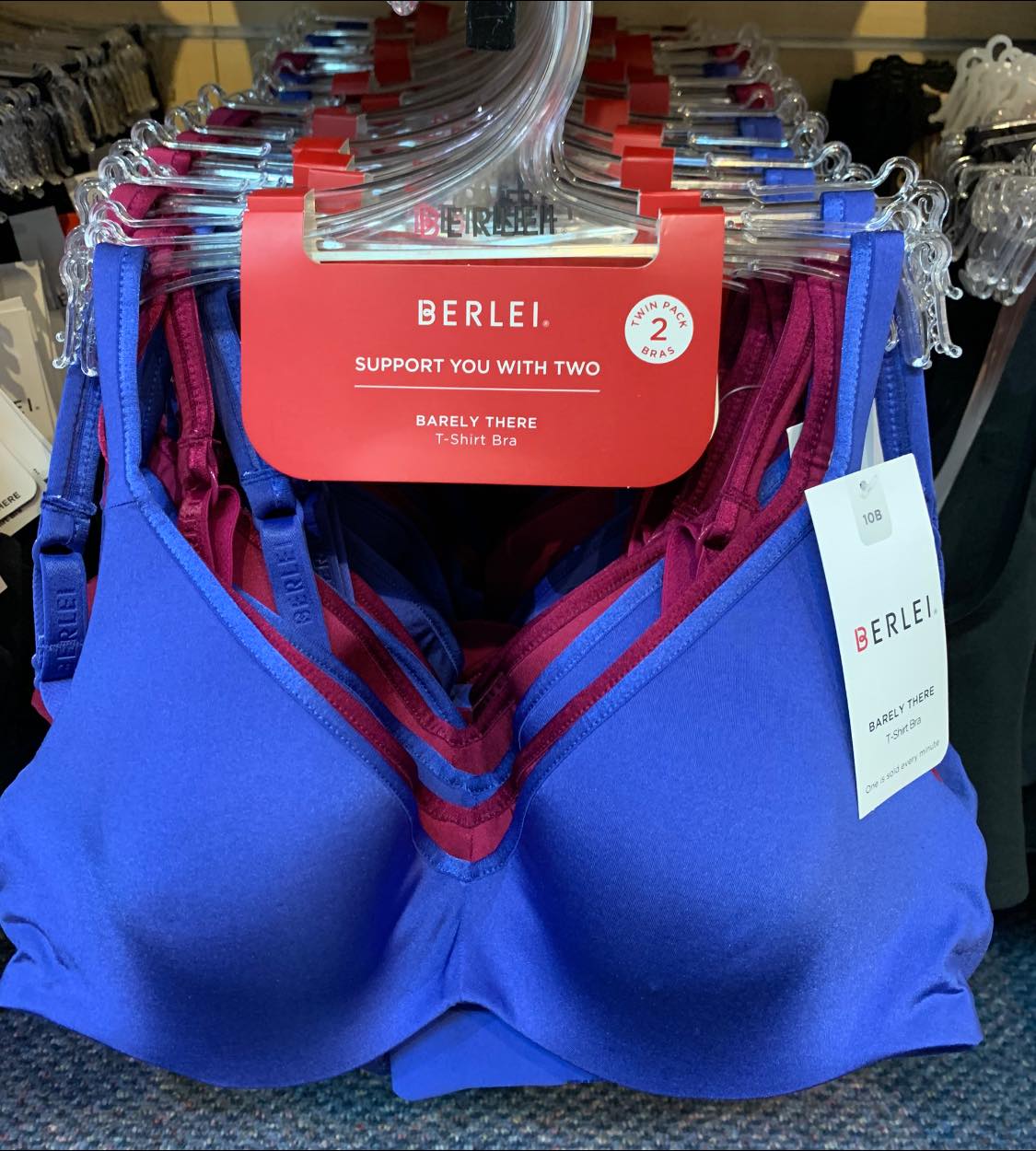 BERLEI Barely There T-shirt Bra 2Pack YY3G - Burgundy/ Blue
