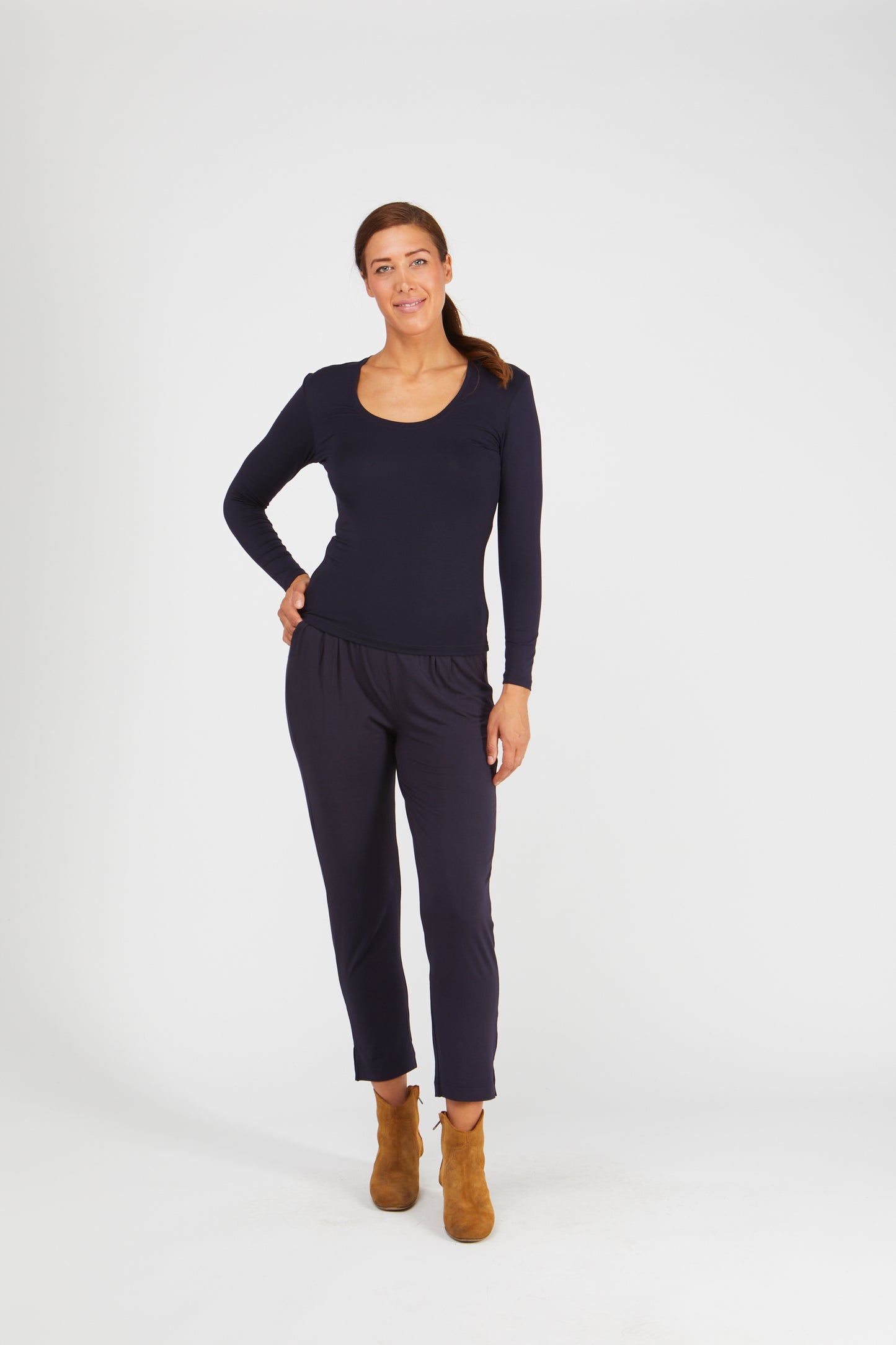 TANI Regular Long Sleeve Scoop Top Modal 79350