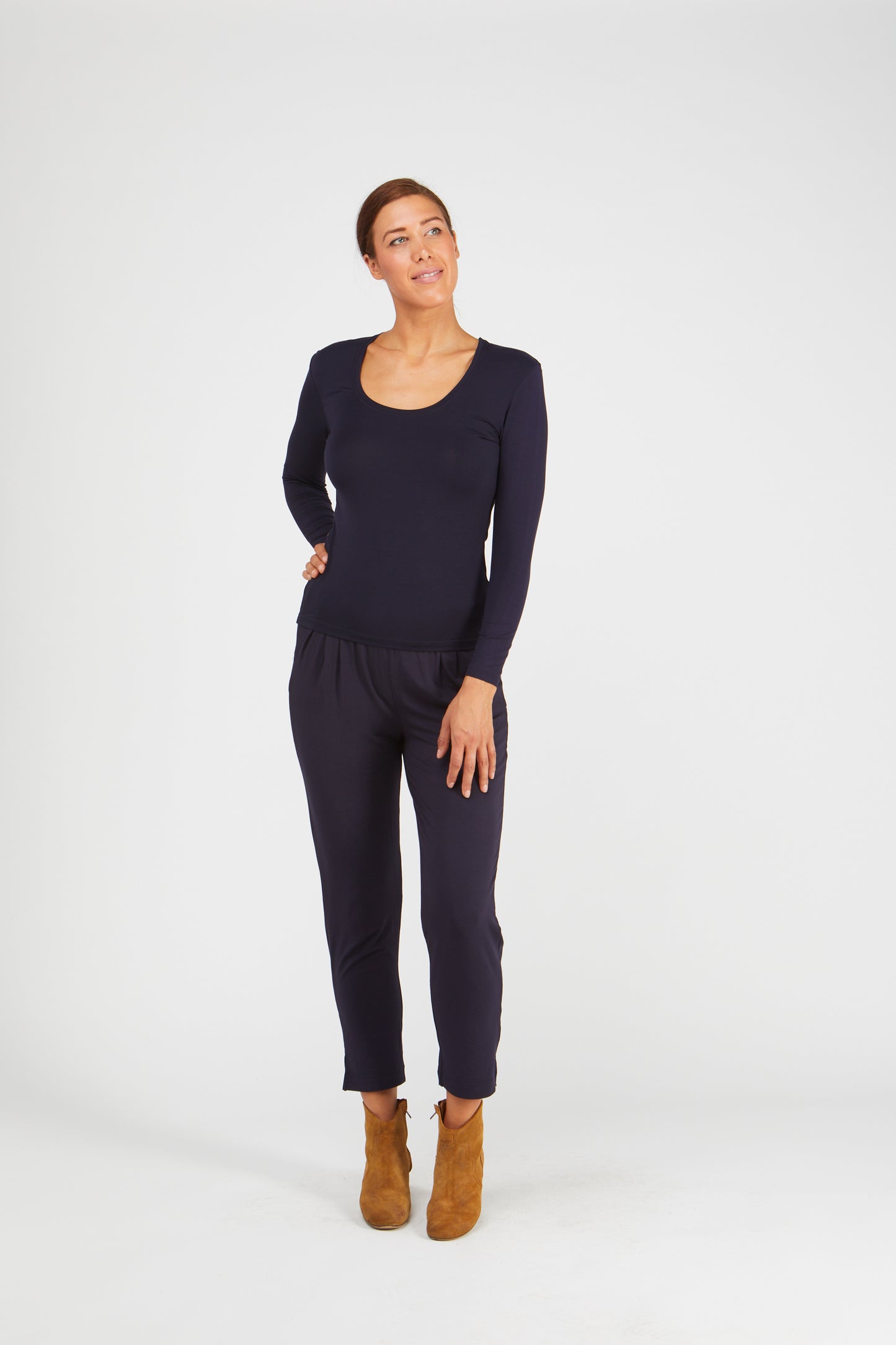TANI Regular Long Sleeve Scoop Top Modal 79350