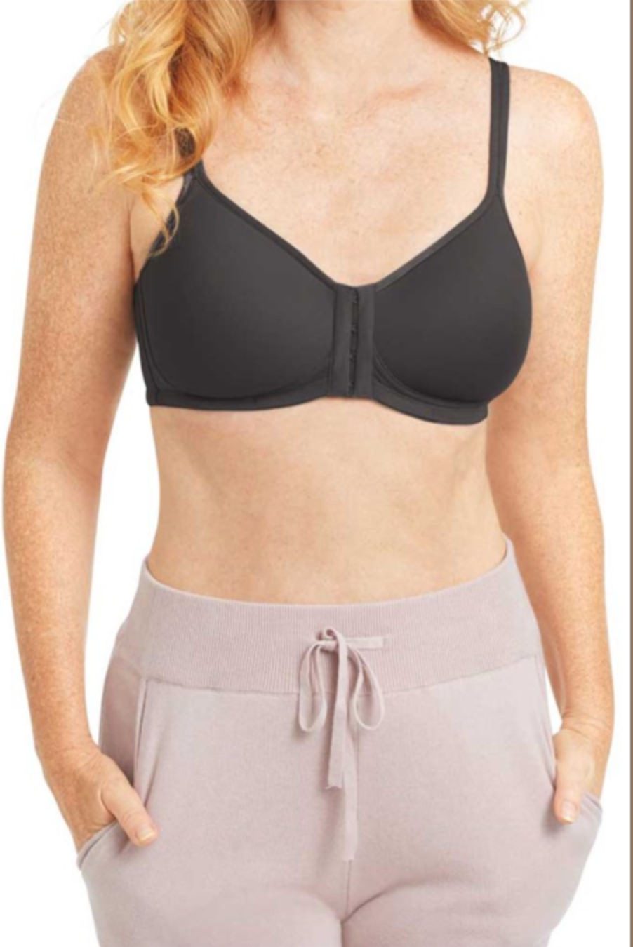 AMOENA Mara Non Wired Front Closing Mastectomy Bra 44742 - Dark Grey
