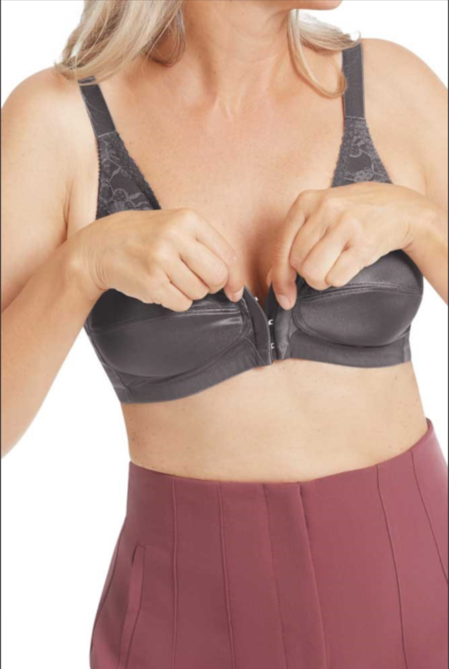 AMOENA Nancy Non-wired Front Closing Mastectomy Bra 44740 - Dark Grey