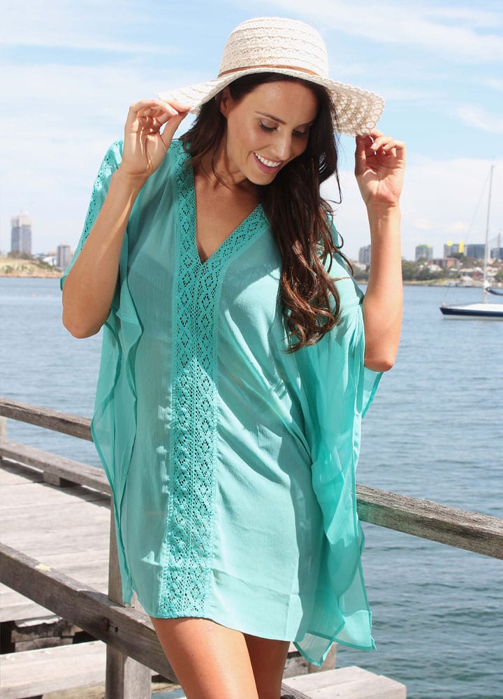 LASCULPTE Mint Lace Trim Kaftans BDSW1609