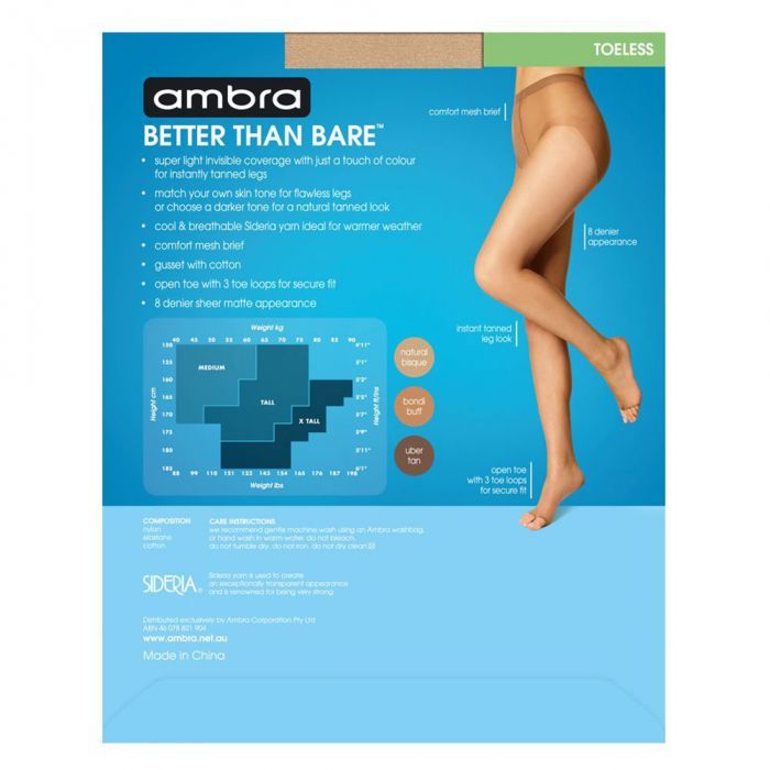 AMBRA Better Than Bare No Toe Pantyhose BETNTPH