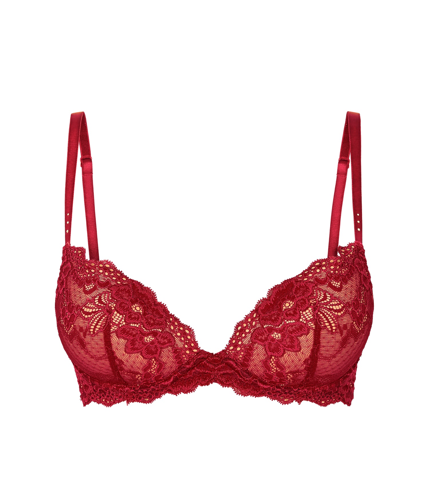 ex M&S PERFECT FIT UNDERWIRED PLUNGE PUSH UP Bra With MEMORY FOAM CHERRY  RED 34A